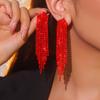 Высококачественные невыцветающие красные длинные серьги с бахромой, антиаллергенные, изысканные, универсальные, женские серьги, 1 пара