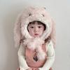 Детская шапка шарф все в одном шапка супер милая клубничная шапка с защитой ушей в виде кроличьих ушек зимняя теплая и утолщенная плюшевая шапка для мальчиков и девочек