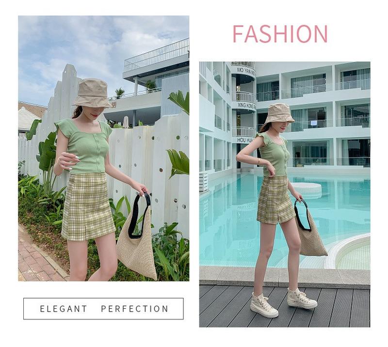 Womens Skirt Scione Safety Elastic Pants Lattice Short Skirt Split High Waist Was Thin Aline Skirt