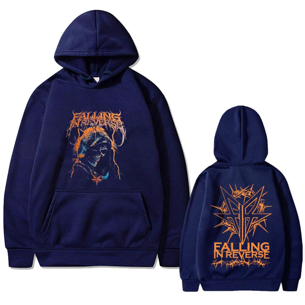 Rock Band Falling in Reverse Skeleton Graphic Hoodie Unisex Gothic Casual Oversized Hooded Sweatshirt Male Vintage Hoodies