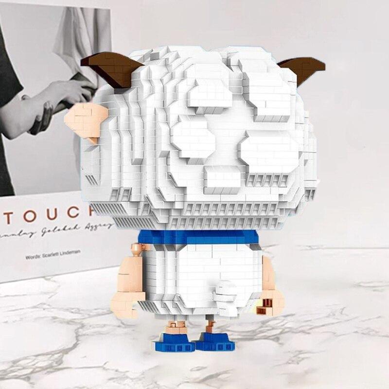 Lezi 8182 Lucky Smart Sheep Stupid Wolf мультфильм животных монстр домашнее животное мини алмазные блоки кирпичи строительные игрушки для детей без коробки