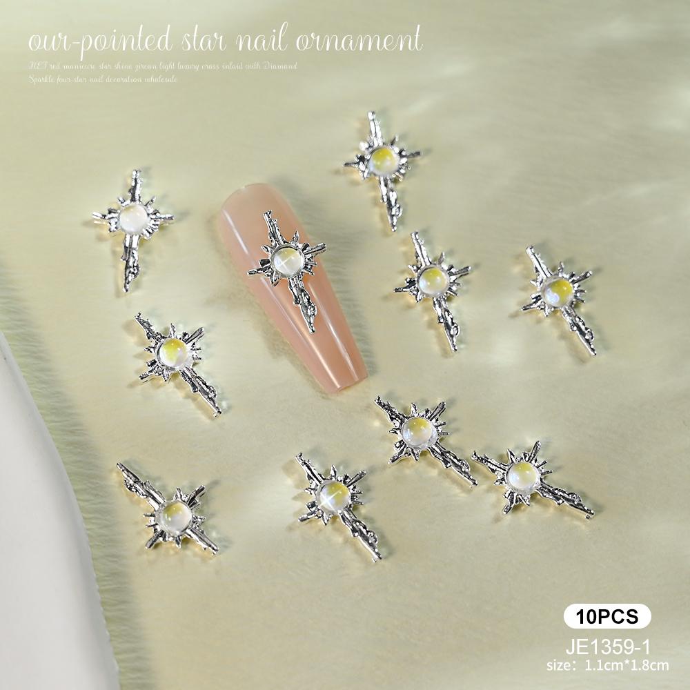 10 шт., стразы для ногтей с крестом и русалкой, 3D драгоценный камень Авроры, звездный свет, ювелирные изделия, детали для украшения ногтей, роскошные подвески «сделай сам», детали для ногтей