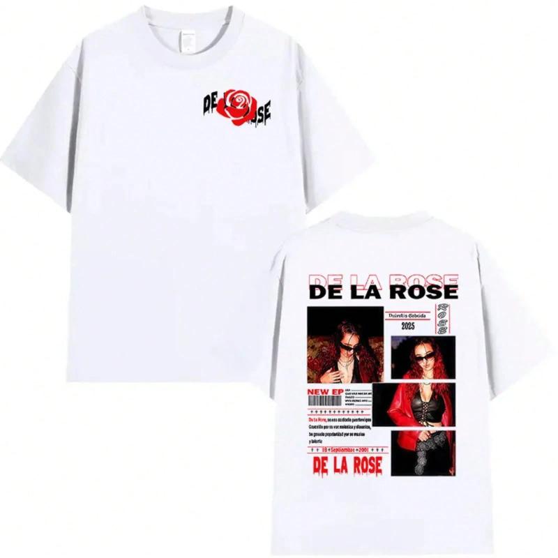 De La Rose tour album graphic Tshirt unisex Harajuku style shortsleeved Tshirt retro loosefitting pure cotton Tshirt