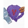 Women's casual sports long sleeve The crab pattern design, with its loose fit, is comfortable and suitable for young people's daily wear, ideal for