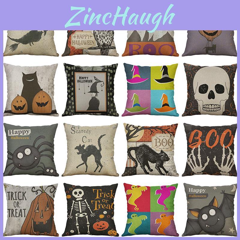 Хэллоуин Чехол на подушку с животным принтом Хлопково-льняная наволочка со скрытой молнией для украшения дома