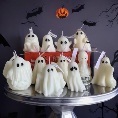 1шт свеча Ghost Wax - бездымная свеча, подходит для домашнего декора, украшения вечеринки на Хэллоуин, свеча с ароматом атмосферы