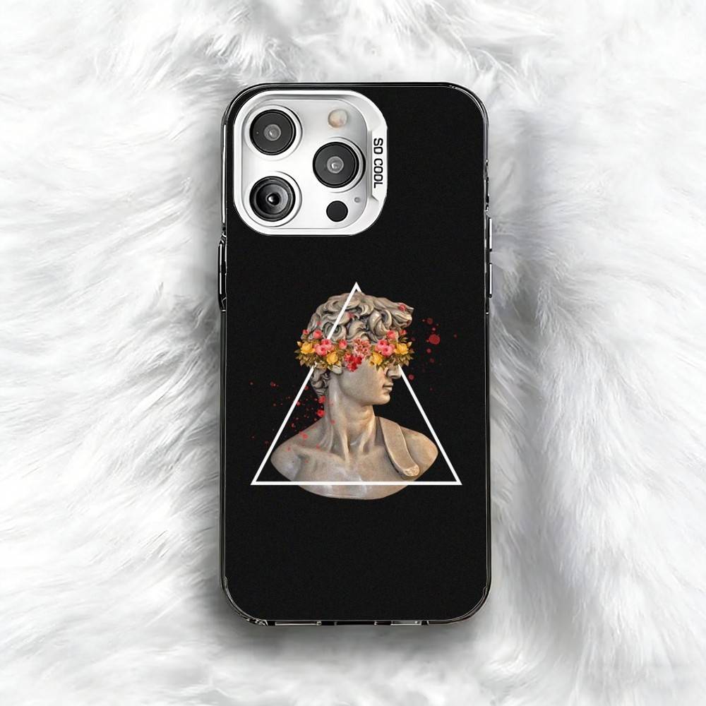 Creative Parody D-David Greek Phone Case For iPhone 16 17 15 14 12 13 Pro Max Black Color Shockproof Cover