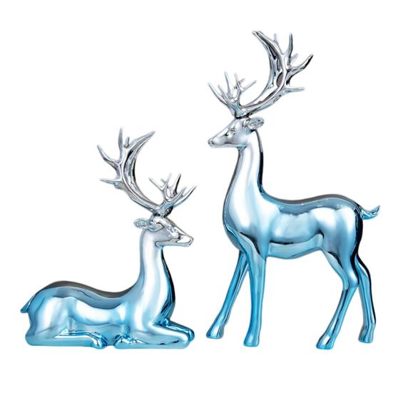2 шт., парная фигурка оленя, стоящая, лежащая, статуя оленя из смолы, скульптура лося, рождественская, для домашнего офиса, книжной полки, украшения для рабочего стола, орнамент