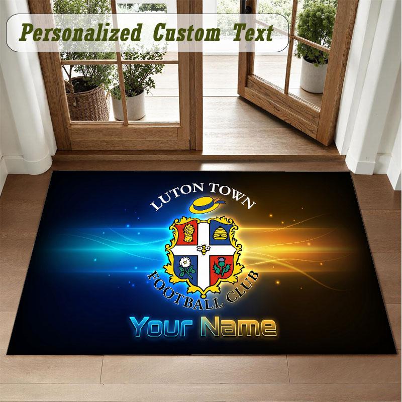 Crystal Velvet Square Rug Custom NameLuton Town Pattern Non Slip Home Floor Decor Rug