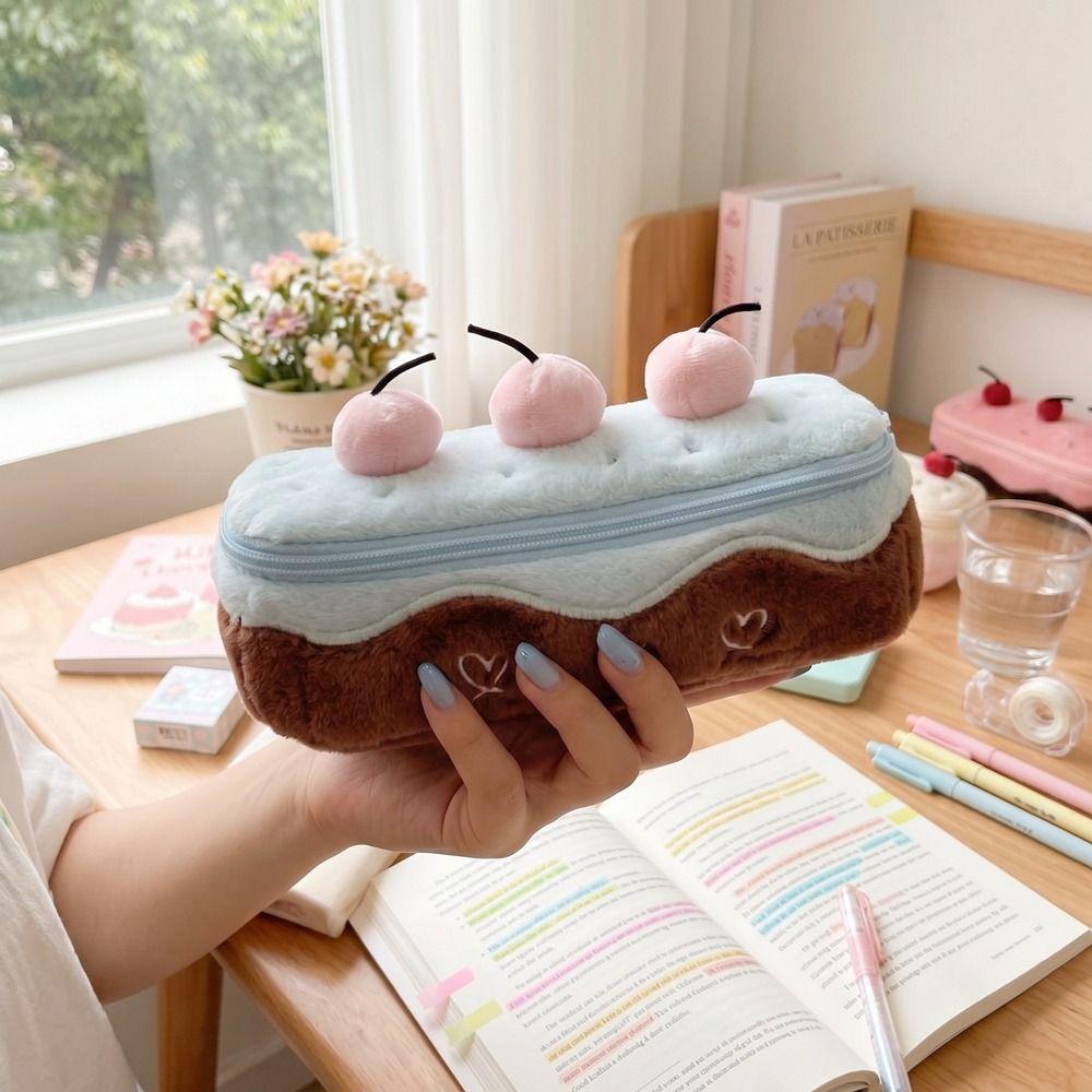Cake Kawaii Pencil Case Embroidered Stationery Bag Creative Makeup Case School Supplies