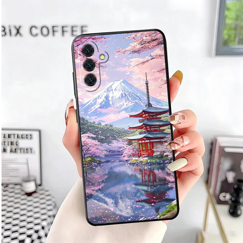 Японский Розовый Вишневый Гора Фудзи Мягкий Чехол для Телефона для Samsung A17 A37 A57 A16 A26 A36 A56 A15 A25 A35 A55 A14 A24 A34 A54 A13 A23