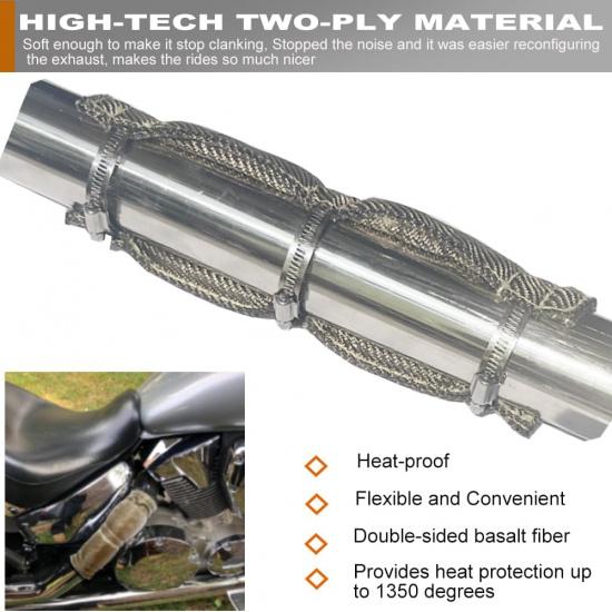 Titanium Pipe Heat Shield 6" X 12'' Exhaust Heat Shield Motorcycle Heat Guard Cover Wrap With 3 PCS Stainless Steel Clamps