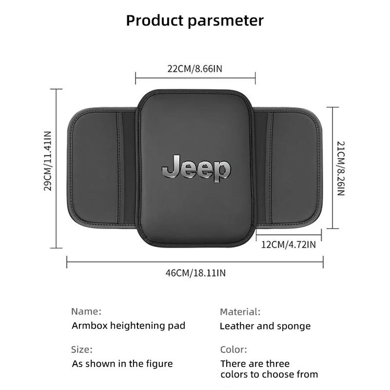 PU Leather Car Armrest Box Pad with Storage Bag for Jeep Renegade Wrangler JK JL Grand Center Console Protector Auto Accessories ALV1