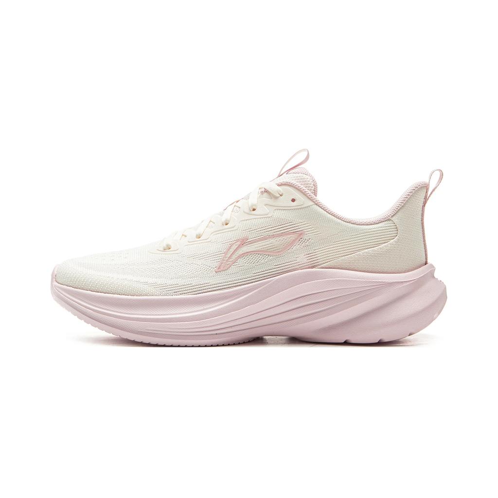 Li Ning Текстиль Легкий Бриз, ТПУ Низкие Повседневные Беговые Кроссовки Женские Бело-Розовые ARSV108-3