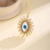Nidin Turkish Evil Eye Pendant Necklace For Women Vintage Sunflower Shape Micro Pave Zircon Clavicle Chain Lucky Amulet Jewelry