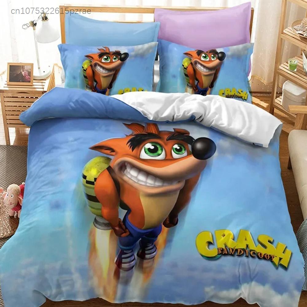 3D Печатный Комплект Постельного Белья Crash Bandicoot Спальня Мягкие Современные Покрывала Удобное Детское Пододеяльник Чехол для Одеяла и Наволочка