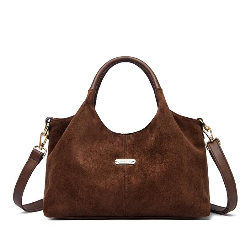 2025 Новый Женский Сумка-Тоут из Замши Матовой Большой Вместимости Ретро Мамина Сумка Наплечная Сумка-Кроссбоди Повседневная Простая Сумка с Верхними Ручками