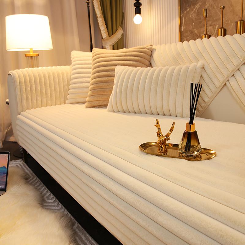 Thickened Rabbit Plush Sofa Cover for Living Room Soft Non-slip Cushions Washable Removable Slipcover Couch Cover Home Decor
