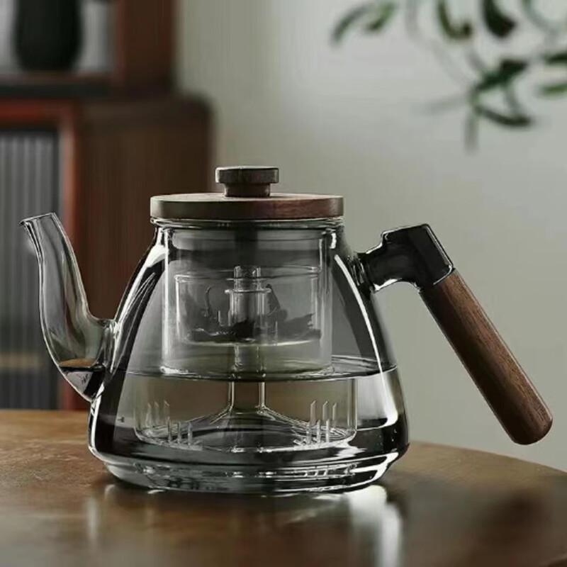 Chaxun Walnut Handle Glass Herbal Teapot for Stove