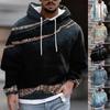 Men's Print Plush Warm Coat Fleece Sweater Casual Coat Pocket Sweater Autumn Winter Coat