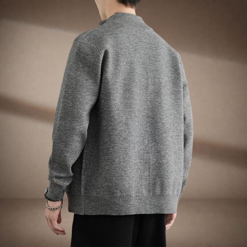 Изысканный мужской вязаный кардиган с воротником-стойкой