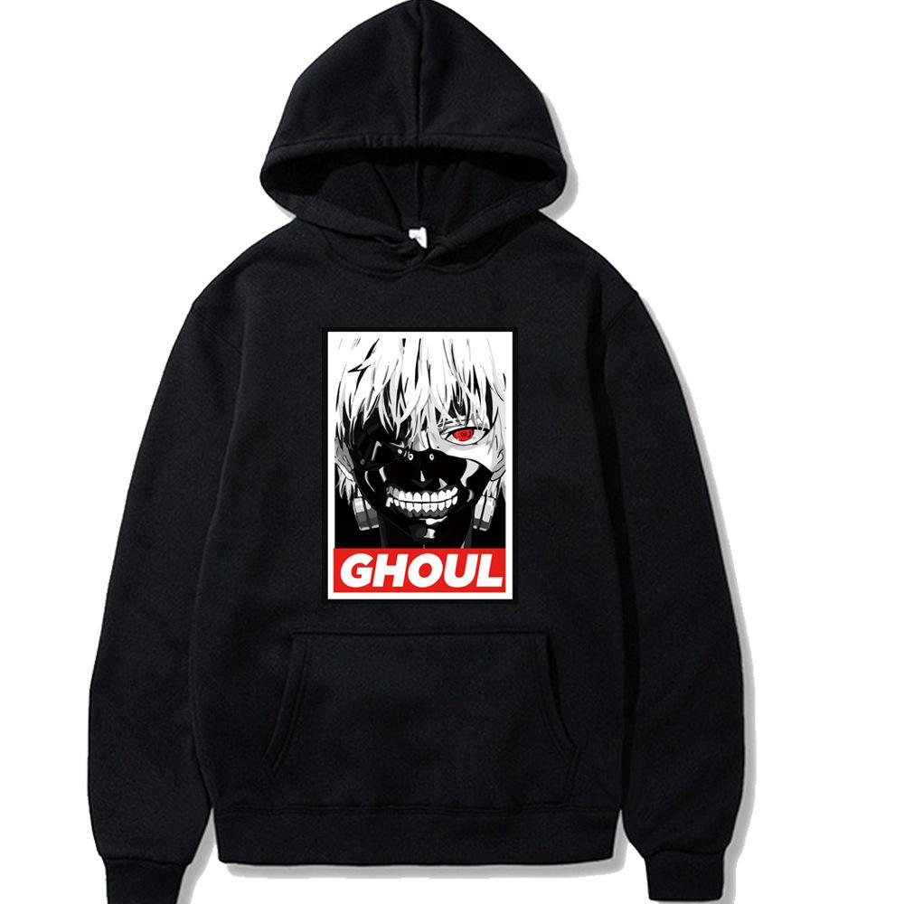 Флисовый повседневный мужской свитер с капюшоном и принтом аниме