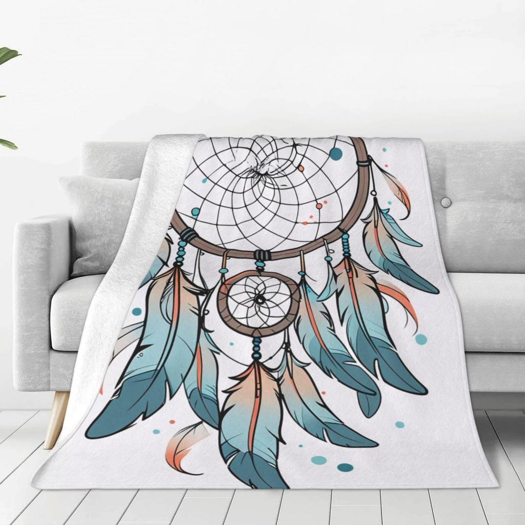 Dreamcatcher Blanket Boho Dream Catcher Plush Throw Blanket Flannel Fleece Blanket for Travel, Airplane, Bed, Couch, Car, Gift