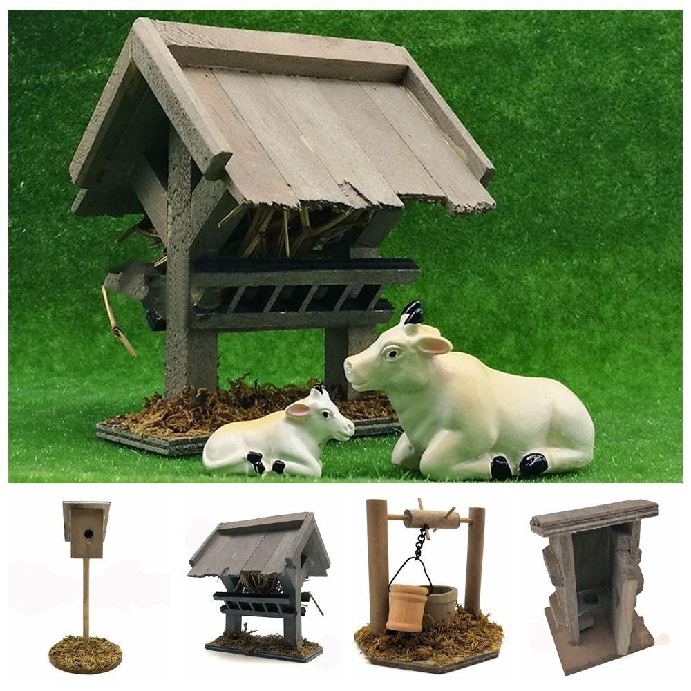 Wood Dollhouse Well Latrine Dolls Accessories Simulation Birdhouse Miniature Manger Figurine  Toy