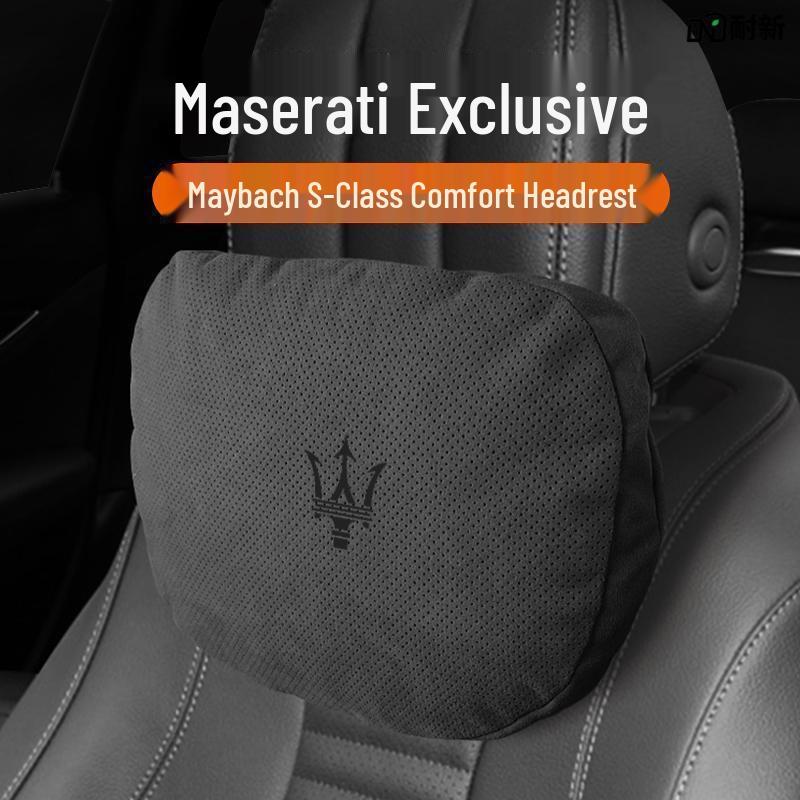 Подушка-поддержка шеи из замши для сидений автомобилей Maserati Quattroporte, Ghibli, Levante и Maybach.