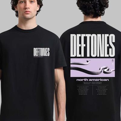 Deftones Североамериканский тур 2025 Мерч Дата на спине Двусторонняя футболка