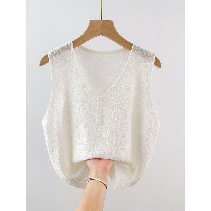 Plus Size Women's Ice Silk Thread Button Camisole