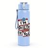 1PC Simple face doodle line art print 750ml colorful plastic sports water bottle leakproof pop up lid with straw for outdoor work home use