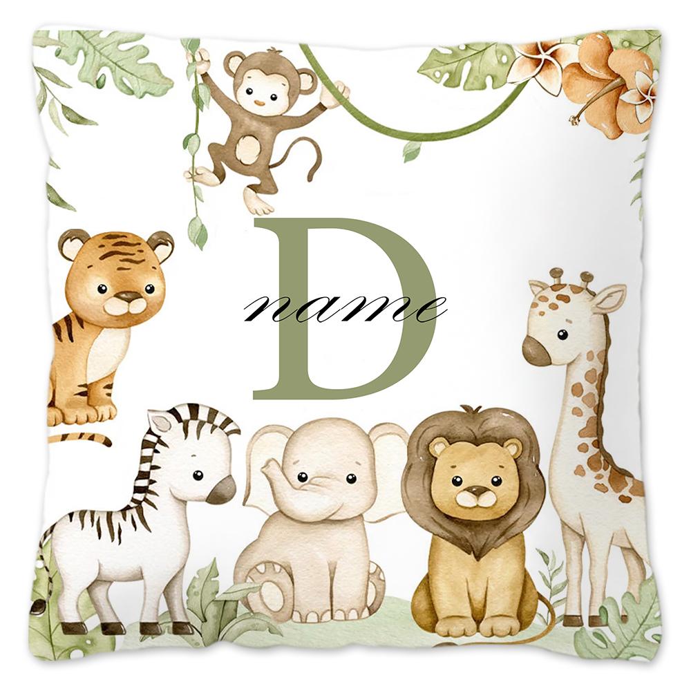 Животное с именем Наволочка Персонализированная наволочка Пылезащитный чехол Спальня Детская Дикая вечеринка Украшение Наволочка День рождения Детский подарок