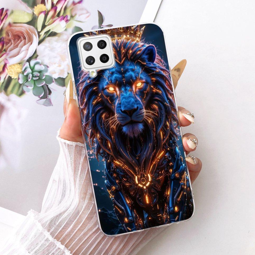 Для Samsung Galaxy A22 A22s A12 F12 M12 F42 Чехол для телефона Китайский дракон Милый кот Мультяшный узор Корпус Мягкая прозрачная силиконовая крышка