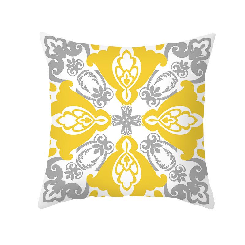 Скандинавская простая персиковая кожа бархатная наволочка желтая и серая геометрический узор офисная диванная наволочка