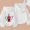 Детский Кардиган-Худи на Молнии Футбольный CR7 Свитшот для Девочки Мальчика Малыша 3-12 лет Повседневная Модная Тенденция Верх Спортивная Куртка Одежда