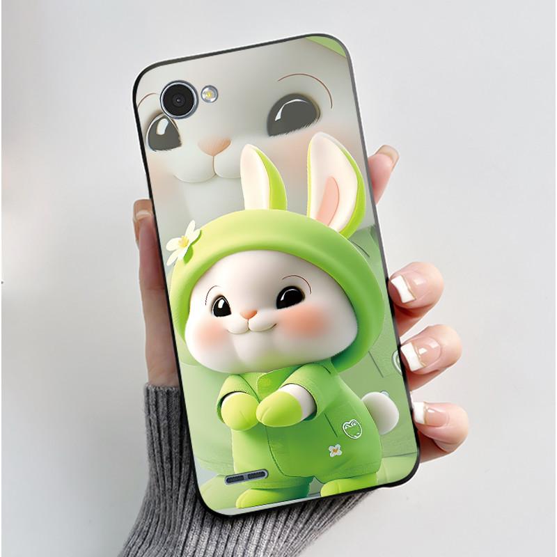 For LG Q6 Q6 Plus Q6a Case Luxury Cute Love Rabbit Funny Soft Silicone Black TPU Protective Cover LG q6 X600L X600K Phone Casing