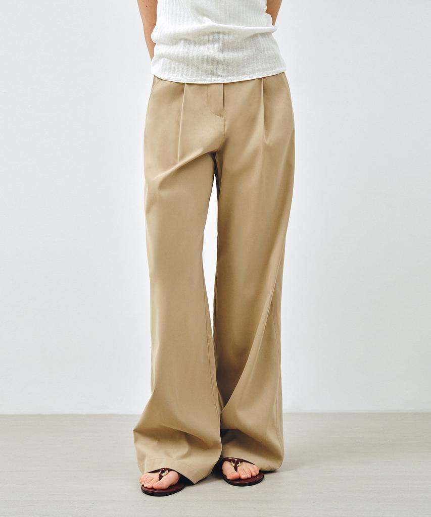 MONGDOL Essential Широкие брюки с одной складкой Бежевые Mdpt049Beige