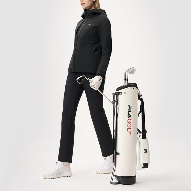 Fila Golf Series Comfortable Warm Waterproof Breathable Hooded Fleece Jacket Women Jackets Deep-Black A11W515701F-BK