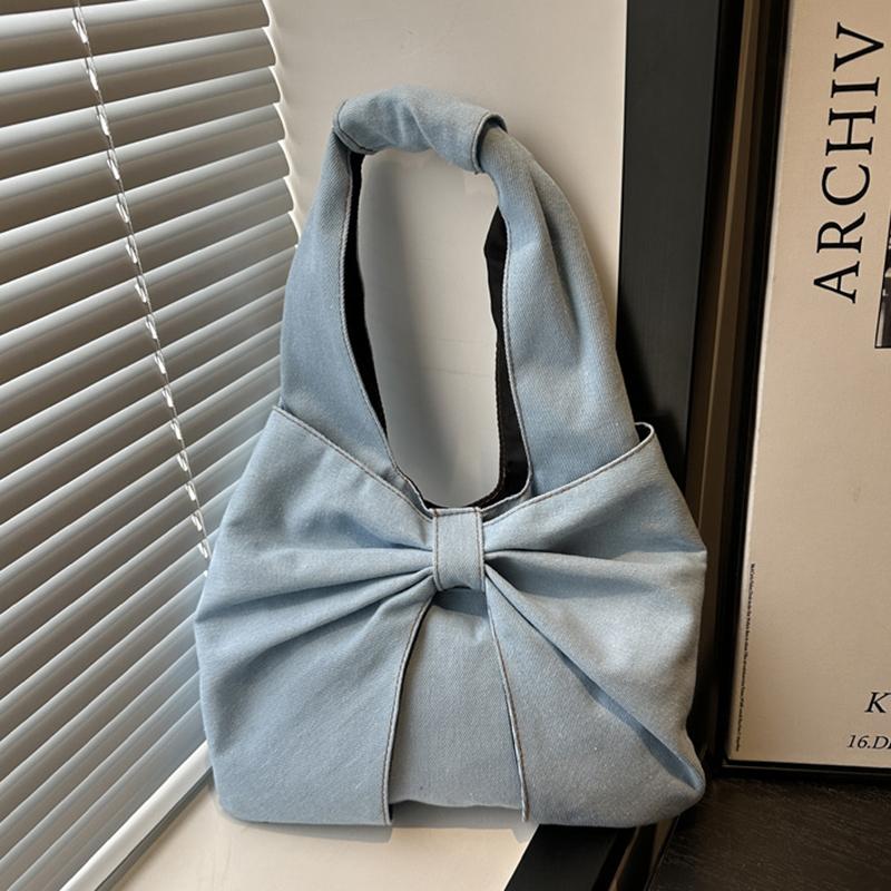 Модная и Минималистичная Джинсовая Сумка на Одно Плечо с Изысканным Бантом, Нишевая Сумка-Тоут для Поездок на Работу KTY