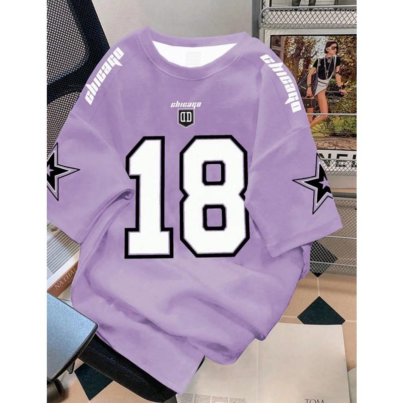 Men Fashion Digital Print No.18 Short Sleeve Basketball Jersey Mens Oversized