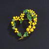 Брошь Мимоза Красивые Фрукты Сердце Броши Для Женщин Унисекс 2-Цветная Эмаль Французский Стиль Любовь Вечеринка Офис Брошь Булавки Подарки