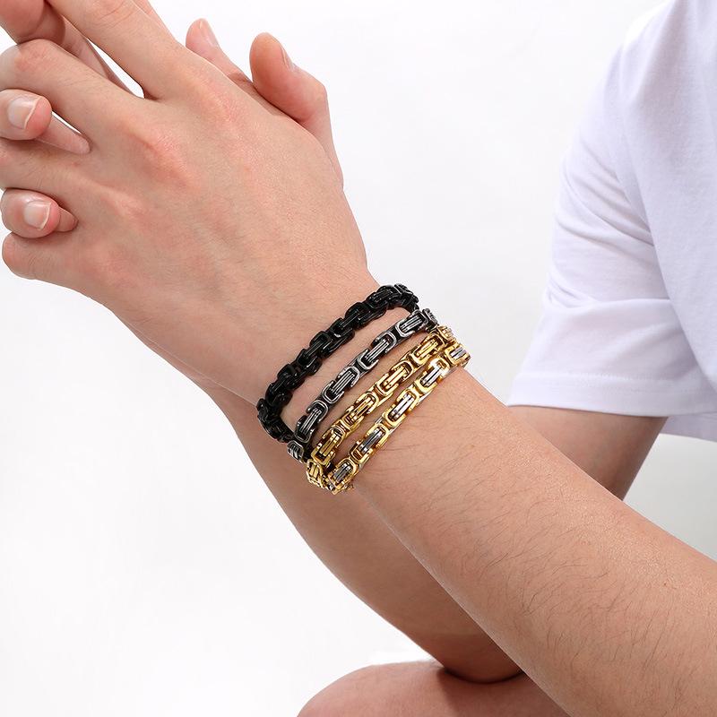 Factory Men's Stainless Steel Byzantine Chain Bracelet King Chain Bracelet Hip Hop Chunky Chain Bracelet