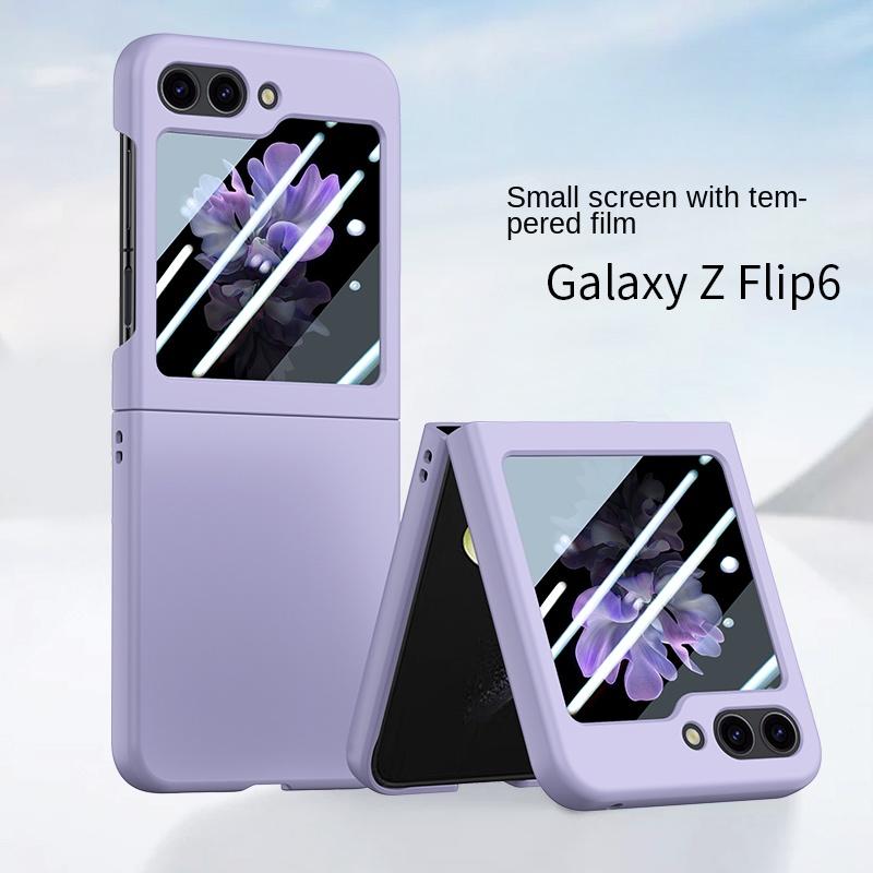 Пластиковый защитный чехол из стекла с эффектом кожи для Samsung Galaxy Z Flip 6 5 Flip6 Flip5 5G, жесткий защитный чехол