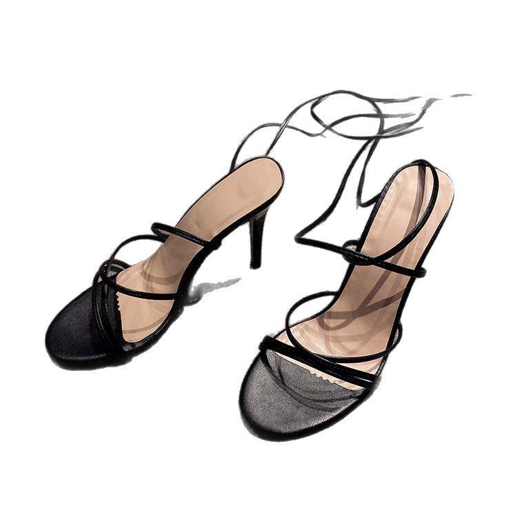 Летние новые босоножки на высоком каблуке женские с круглым носком и ремешком на тонком каблуке, экспортные, больших размеров, женские сандалии женские