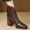 Женские ботильоны с квадратным носком, высокие каблуки, женская модная обувь, кожаные ботинки челси, трендовые зимние туфли-лодочки в готическом стиле Botas De Mujer