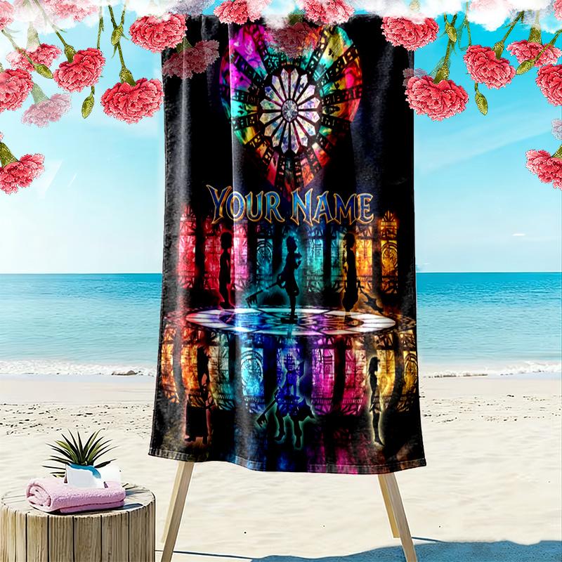 Custom NameFantasy Artwork Beach Towel Soft Microfiber Summer Towel Quick Dry Absorbent Towel for Beach Swimming Pool Travel
