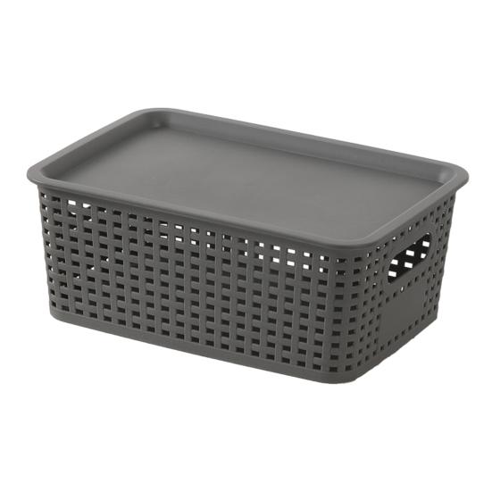 1/6Pcs Storage Baskets with Lid Large Capacity Hollow Breathable Design Stackable Decorative Storage Bin Toys Container
