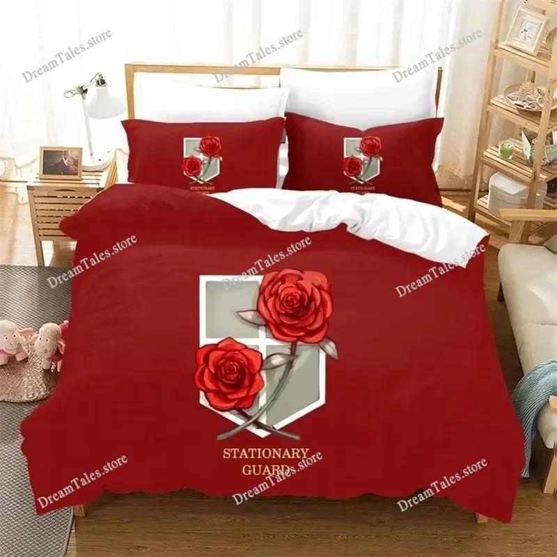 Home Textile Cartoons  Attack on Titan Cover Duvet Cover Pillow Case Boy Girl Polyester Bedding Set King Queen Twin Size