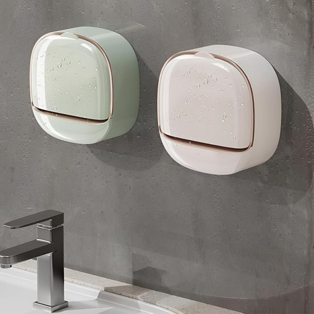 Adhesive Soap Holder for Shower Wall with Drainage Box, Waterproof Shower Bar Soap Holder Tray Soap Dish Wall Mounted Soap Caddy Organizer